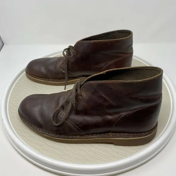 Clarks Men Desert Boots 11 Brown Leather Lace Up Ankle Boot Shoes Distressed