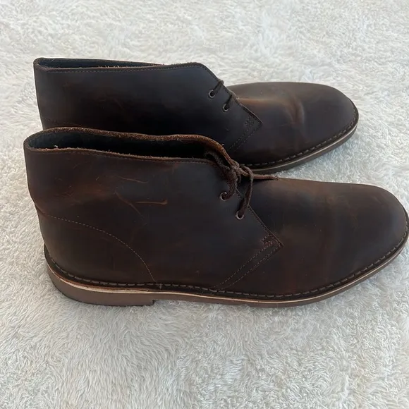 Clarks Men's Sz 13 Bushacre 2 Dark Brown Leather Lace Up Chukka Boots NWOT