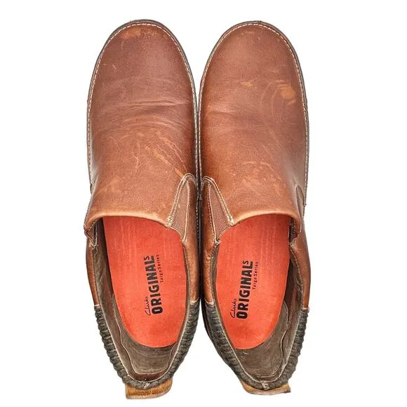 Clarks Originals | Men | Taiga Series Brown Leather Comfort Slip On Shoes | 13 M