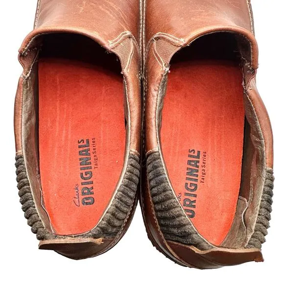 Clarks Originals | Men | Taiga Series Brown Leather Comfort Slip On Shoes | 13 M