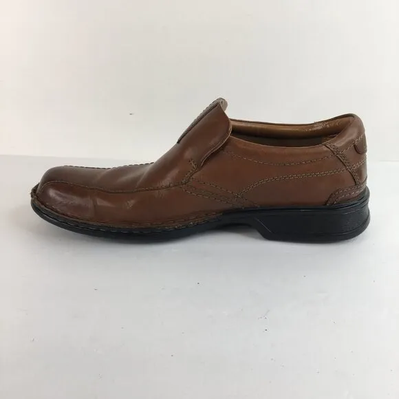 CLARKS ORTHOLITE Burnished Slip On Brown Loafers Size 9M