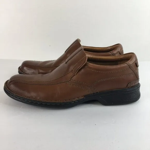 CLARKS ORTHOLITE Burnished Slip On Brown Loafers Size 9M