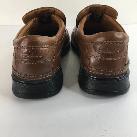 CLARKS ORTHOLITE Burnished Slip On Brown Loafers Size 9M