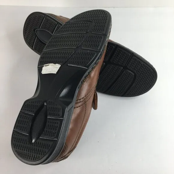 CLARKS ORTHOLITE Burnished Slip On Brown Loafers Size 9M