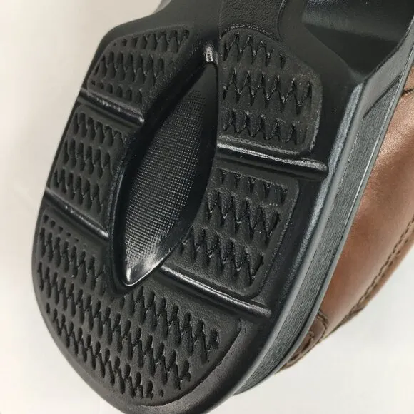 CLARKS ORTHOLITE Burnished Slip On Brown Loafers Size 9M