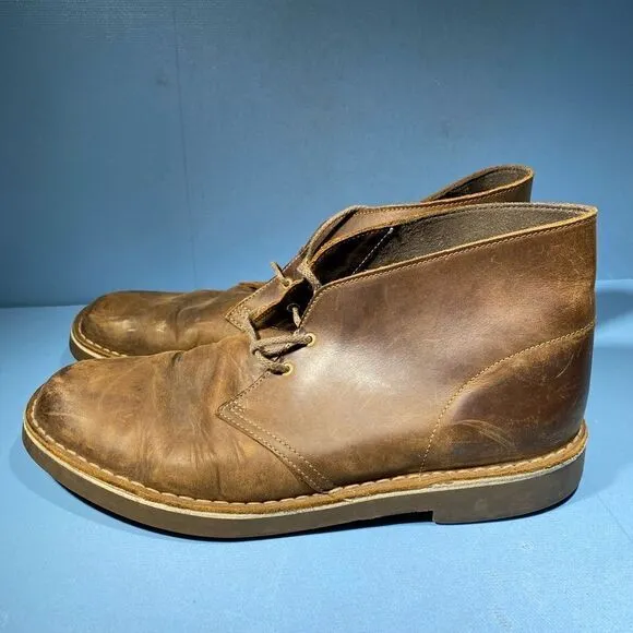 Clarks Bushacre Chukka Ankle Boots Brown Leather Shoes 15522 Size 12 M