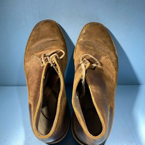Clarks Bushacre Chukka Ankle Boots Brown Leather Shoes 15522 Size 12 M
