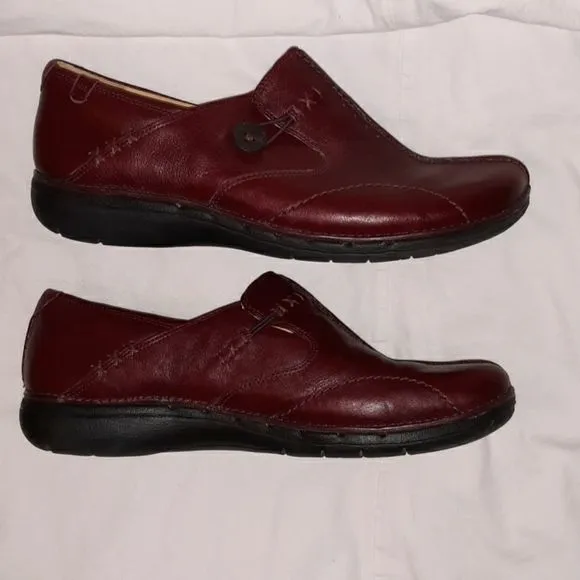 Clarks Unstructured Loop Burgundy‎ Leather Shoes