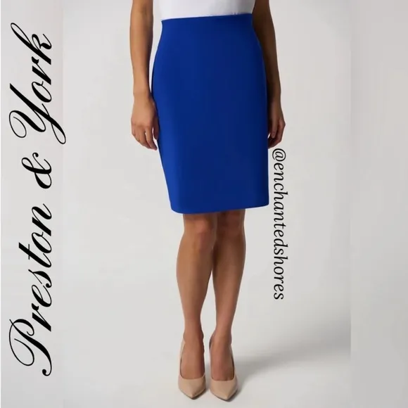 Classic Pencil Skirt Midi Length Royal Blue Dressy Career Formal Womens Size 18