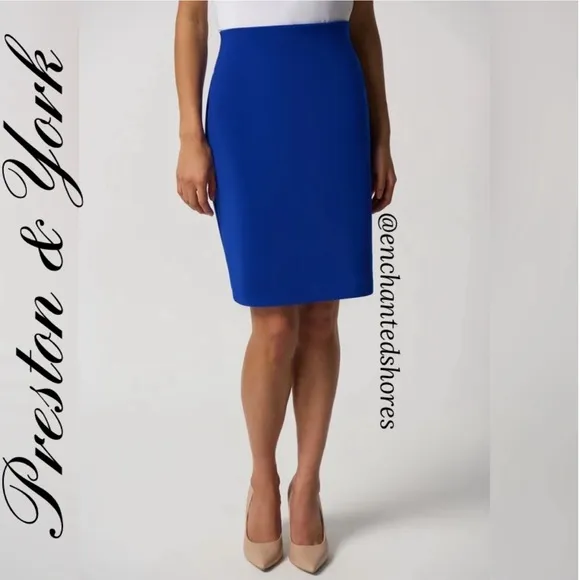 Classic Pencil Skirt Midi Length Royal Blue Dressy Career Formal Womens Size 18