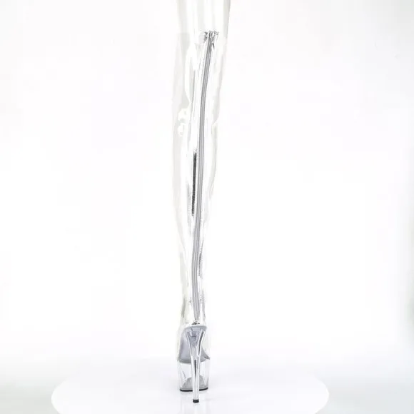Clear Heeled Thigh High Boots