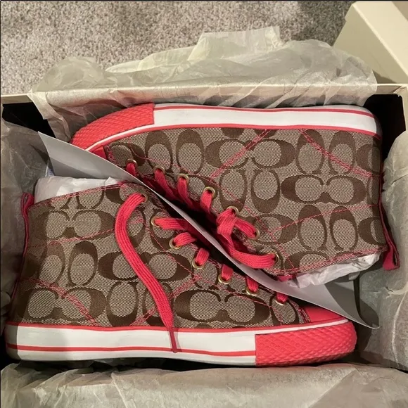 Coach  8.5 Signature Pink high top sneakers BARBIE BARBIECORE