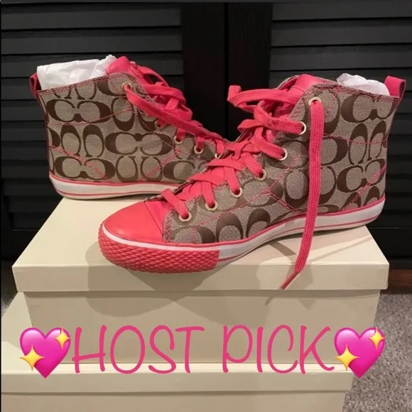 Coach  8.5 Signature Pink high top sneakers BARBIE BARBIECORE