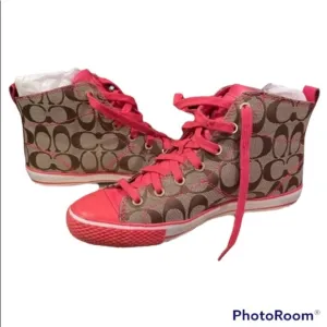 Coach  8.5 Signature Pink high top sneakers BARBIE BARBIECORE