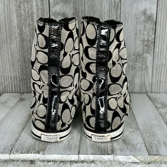 Coach Bonney Signature Plaid Lined Fold Down High Top Lace Up Sneakers Size 8.5
