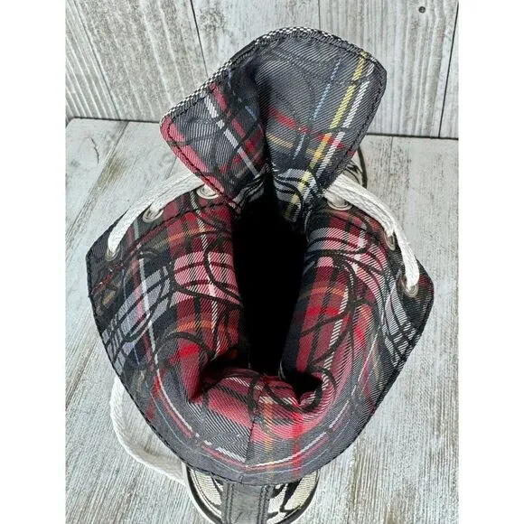 Coach Bonney Signature Plaid Lined Fold Down High Top Lace Up Sneakers Size 8.5