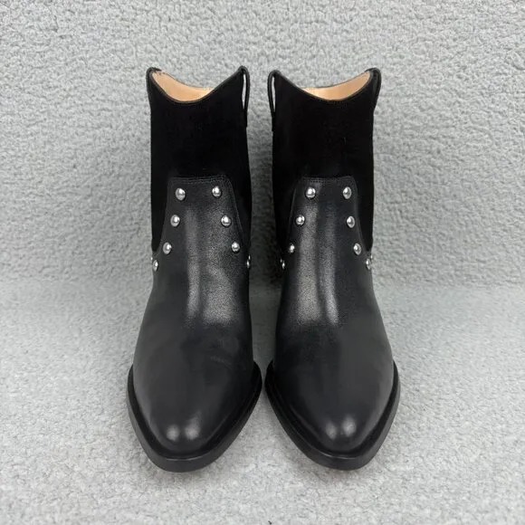 Coach Boots Women 9.5 Shoes Black Pauline Leather Suede Ankle Booties Heel Biker