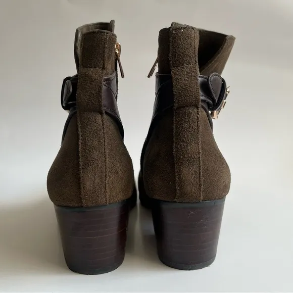 COACH- Dark Green Olive Ankle Boots with Zipper Size 7.5