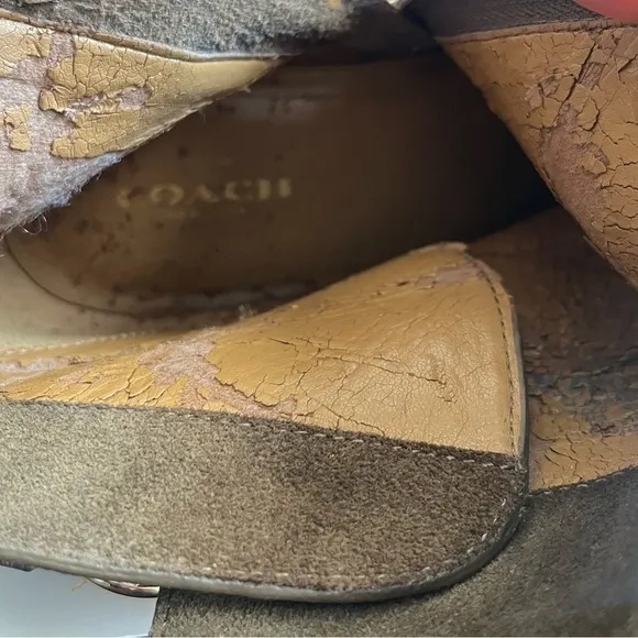 COACH- Dark Green Olive Ankle Boots with Zipper Size 7.5