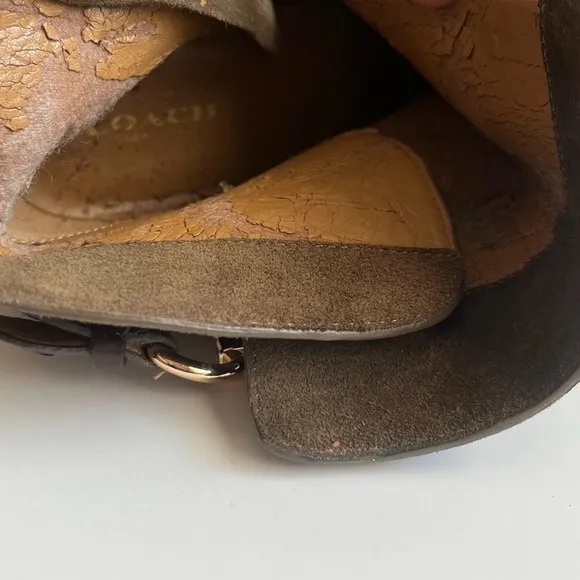 COACH- Dark Green Olive Ankle Boots with Zipper Size 7.5