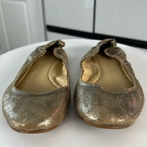 COACH Metallic Gold Leather Delight Ballet Slippers Flats Size 8