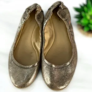 COACH Metallic Gold Leather Delight Ballet Slippers Flats Size 8