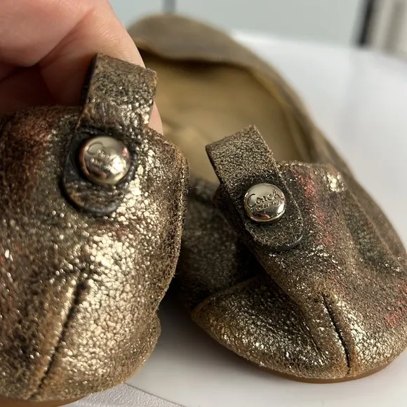 COACH Metallic Gold Leather Delight Ballet Slippers Flats Size 8