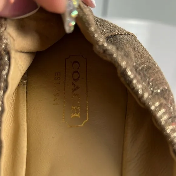 COACH Metallic Gold Leather Delight Ballet Slippers Flats Size 8