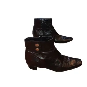 Coach Rossie Italian Black Patent Leather Women's Size 7.5 Ankle Boots