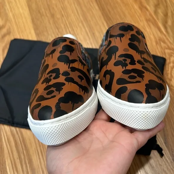 Coach Wild Beast Sneakers Nappa leather floral leopard print slip on 8.5 new nib
