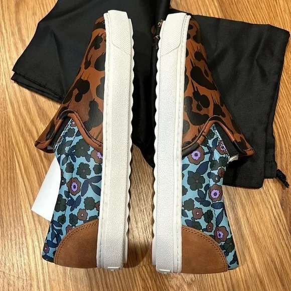 Coach Wild Beast Sneakers Nappa leather floral leopard print slip on 8.5 new nib