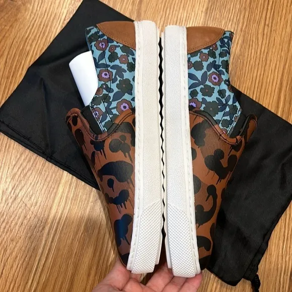 Coach Wild Beast Sneakers Nappa leather floral leopard print slip on 8.5 new nib