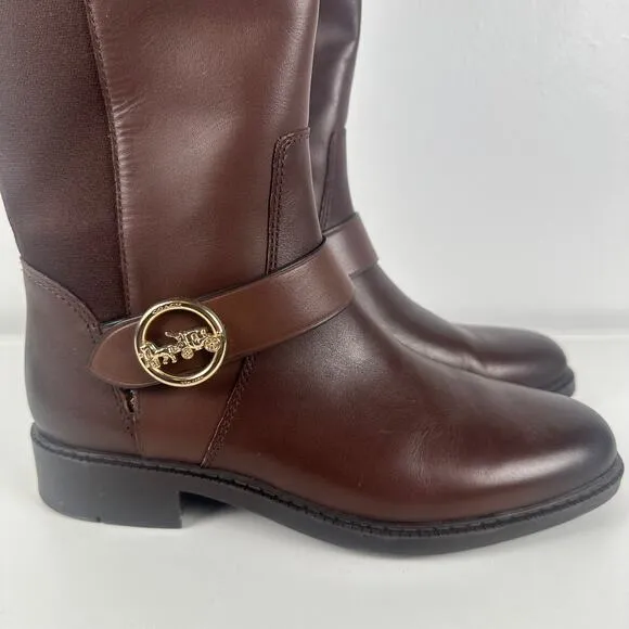 Coach Womens Ricki Riding Equestrian Leather Full-Zip Walnut Brown Boots 5.5C