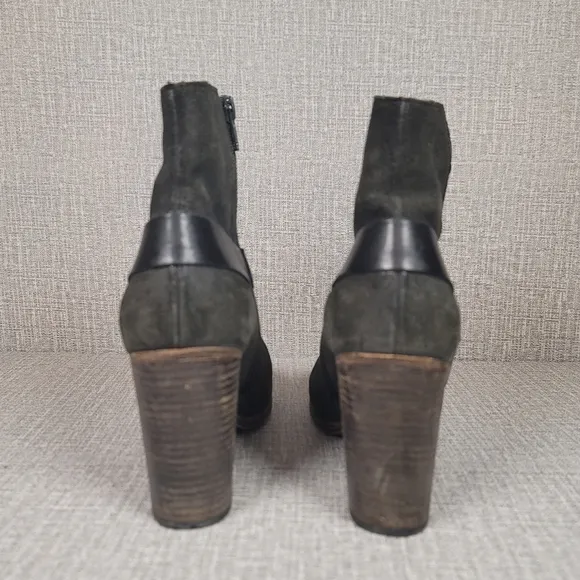 Coclico Gray &amp; Black Heel Leather Suede Boots Women's size 39.5 US 8.5/9 Shoes
