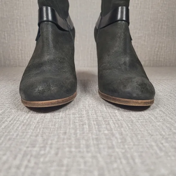 Coclico Gray &amp; Black Heel Leather Suede Boots Women's size 39.5 US 8.5/9 Shoes