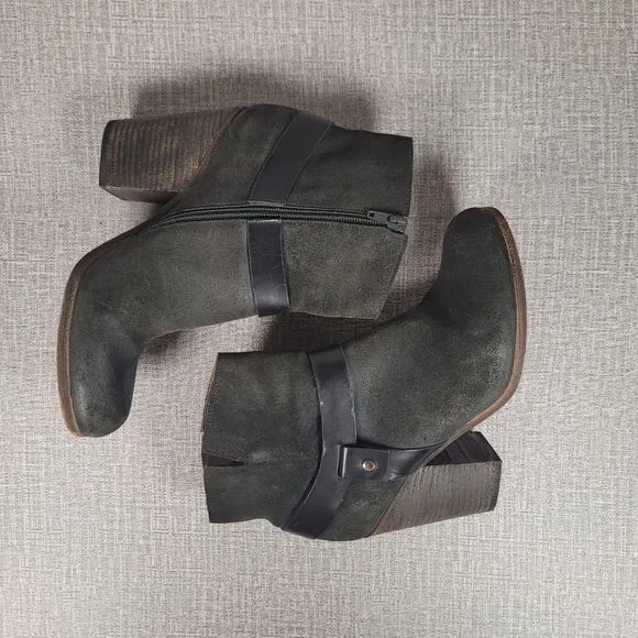 Coclico Gray &amp; Black Heel Leather Suede Boots Women's size 39.5 US 8.5/9 Shoes