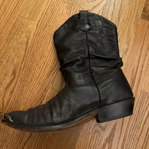 Code West Men's  Size 10 M Pull On Western Boots Cowboy Boots Black Leather
