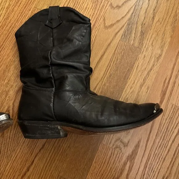 Code West Men's  Size 10 M Pull On Western Boots Cowboy Boots Black Leather