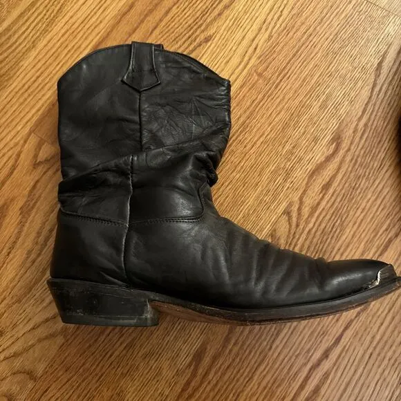 Code West Men's  Size 10 M Pull On Western Boots Cowboy Boots Black Leather