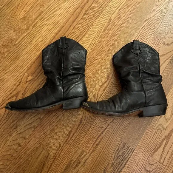 Code West Men's  Size 10 M Pull On Western Boots Cowboy Boots Black Leather