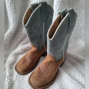 Cody James BBSC1944 Western Soft Blue Gray Leather Boots Kids Size 13