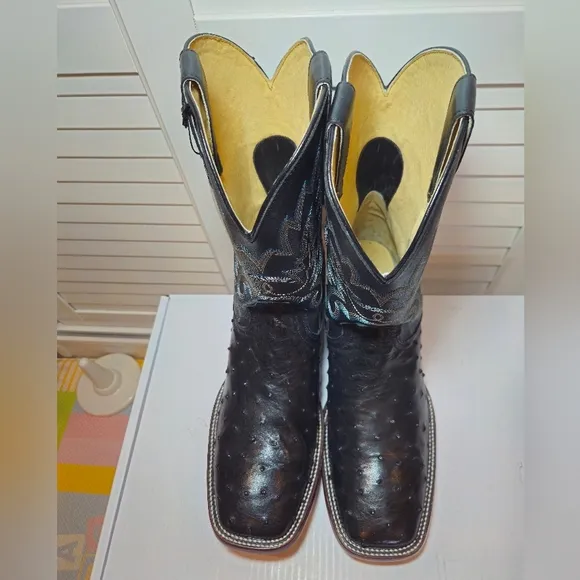 Cody James Exotic Full Quill Ostrich Western Boots Square Toe Men's Size 12 D