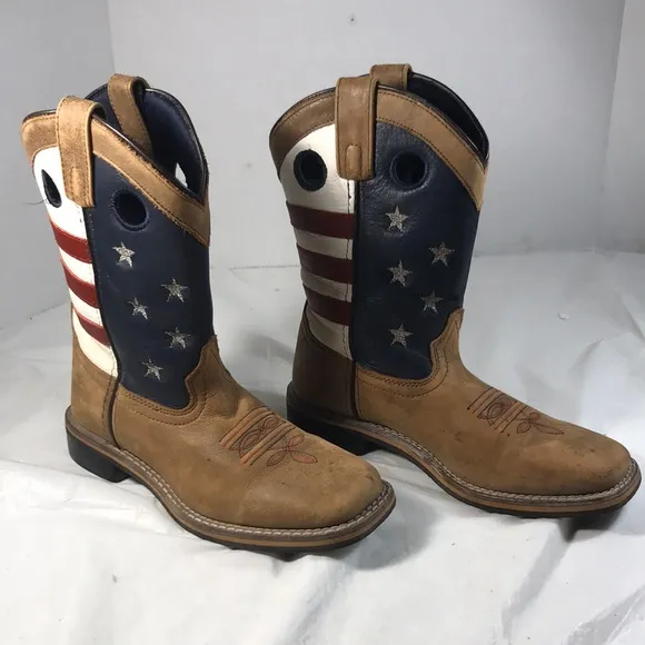 Cody James Smokey Mountain Patriotic Cowboy Boots with Stars and Stripes Size 3D