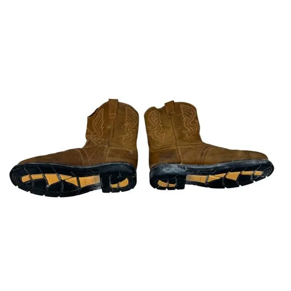 Cody James Square Safety Toe Cowboy Boots Men 14EE Brown Leather Composite