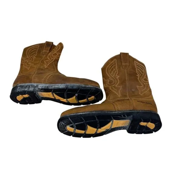 Cody James Square Safety Toe Cowboy Boots Men 14EE Brown Leather Composite