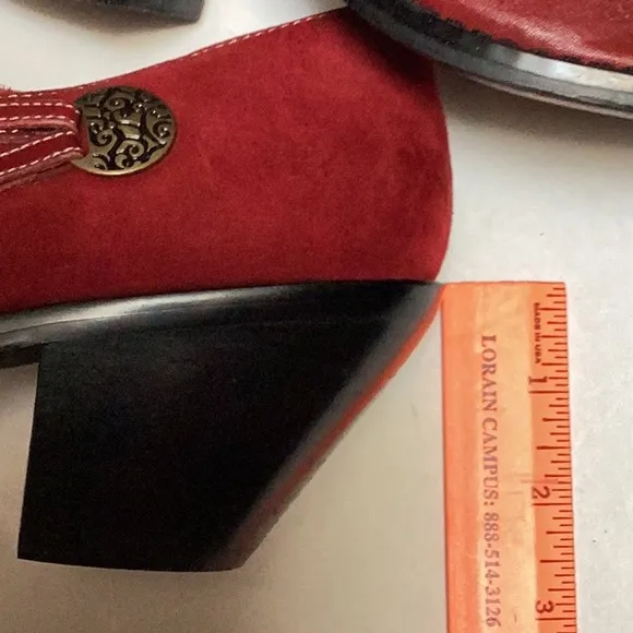 Coldwater Creek Red Leather Suede Point Square Toe Western Ankle Boot Shoes 10