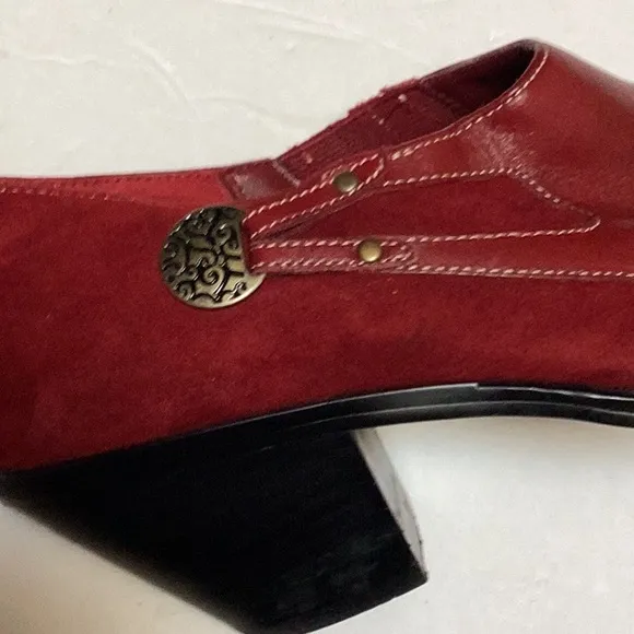 Coldwater Creek Red Leather Suede Point Square Toe Western Ankle Boot Shoes 10