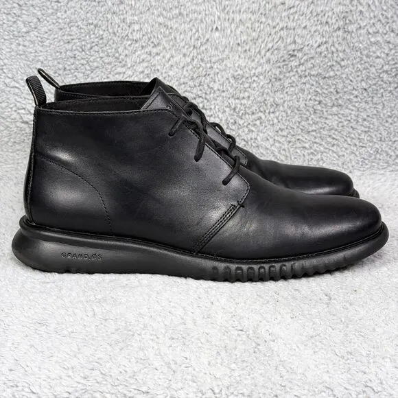 Cole Haan 2.Zerogrand Mens Size 11 Chukka Boots Black Leather Lace Up C26198