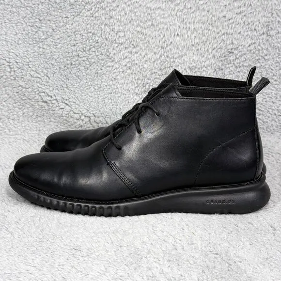 Cole Haan 2.Zerogrand Mens Size 11 Chukka Boots Black Leather Lace Up C26198
