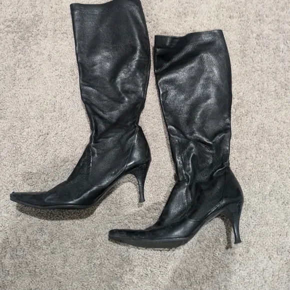 Cole Haan boots black size 9 leather heeled